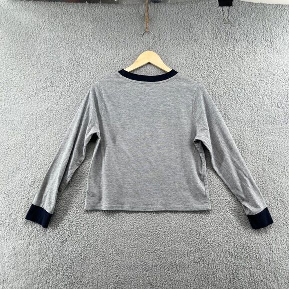 TOMMY HILFIGER Cropped Pajama Shirt Embroidered logo appliqués vasity style Y2K - Picture 5 of 14